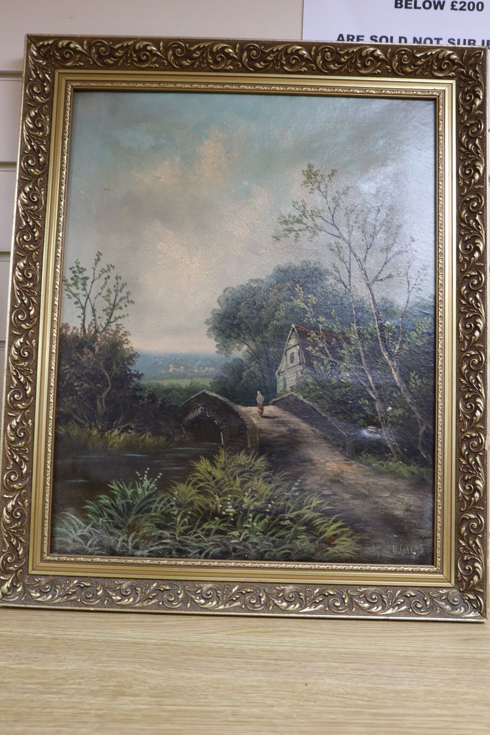 H. Cook, oil on canvas, Figure in a landscape, signed and dated 95, 49 x 39cm